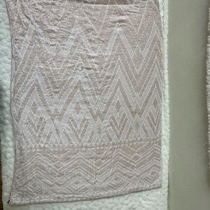 Beige and White Chevron Patterned Blanket